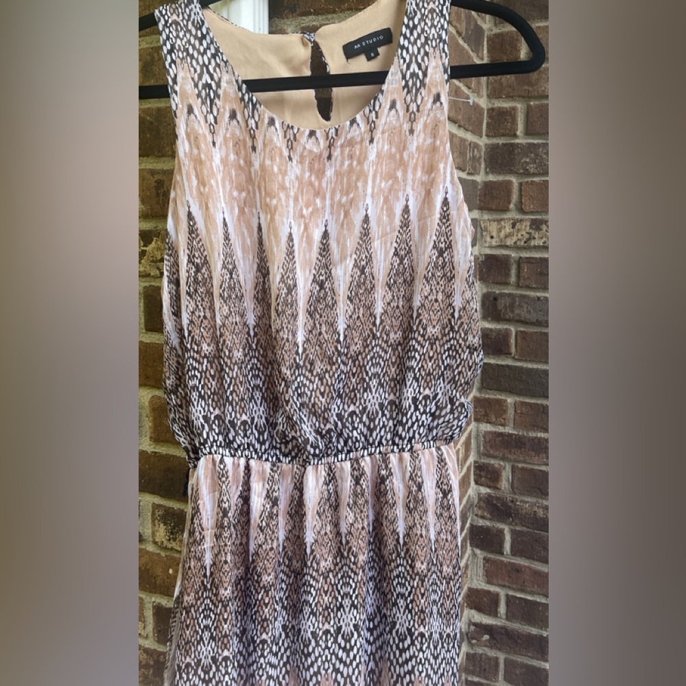 Aa Studio Black and Tan Patterned Dress